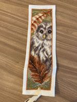 Buchzeichen gestickt, Eule