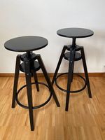 2 IKEA DALFRED black bar stools with adjustable height
