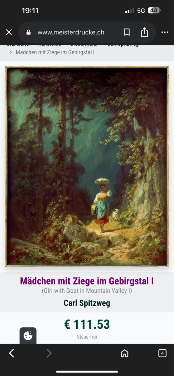 Dipinti: Carl Spitzweg Gemälde, "Mädchen mit Ziege", gerahmt! Druck – Usato da Glarus venduto da KunstWerkEr-LS87 5