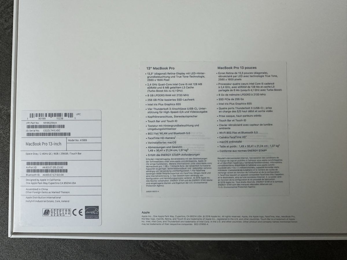 Apple Notebook: APPLE MacBook Pro 13" mit Touch Bar – Usato da Kiesen venduto da ganymedes2000 9