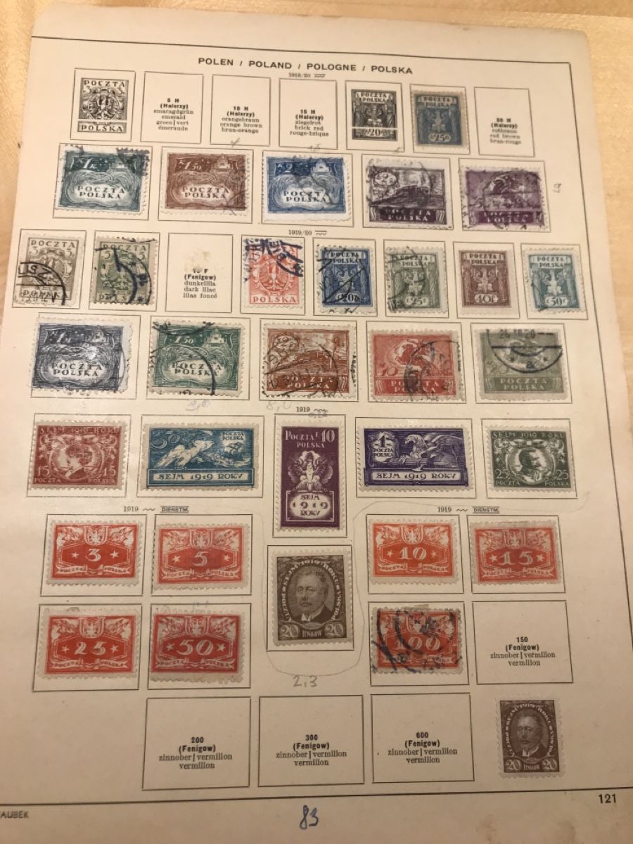 Alle Briefmarken: Polen - 32 Briefmarken 1919/1920 – Gebraucht aus Schaffhausen von