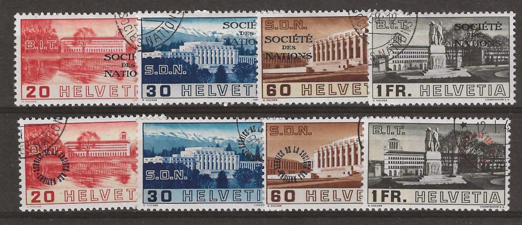 Tutti i francobolli: Genfer Ämter S.D.N  Nr. 57 - 64 – Usato da Gümligen venduto da Geniusbuy