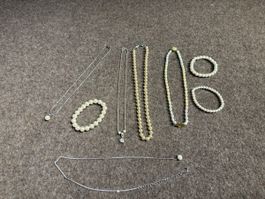 Schmuck Set: Kette, Armband mit Perlen - Neuwertig!