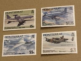 4 seltene Montserrat Briefmarken, Royal Air Force 1918-1993