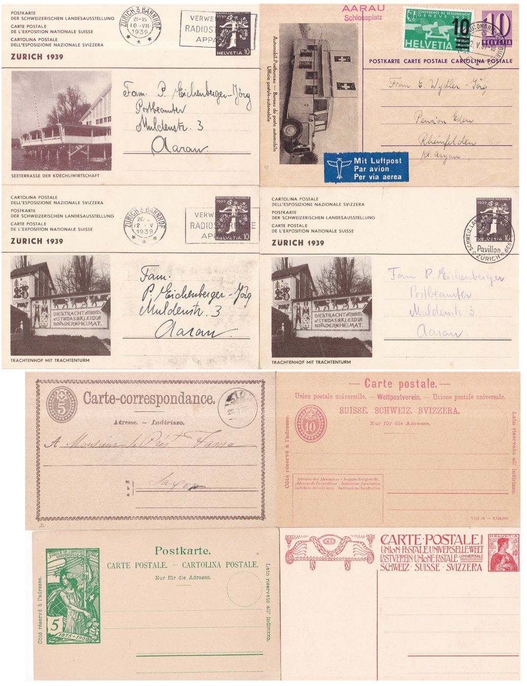 Alle Briefmarken: 65 Stk. Alte CH Briefe, Postkarten, Belege – Gebraucht aus Münchwilen AG von Nesar 1