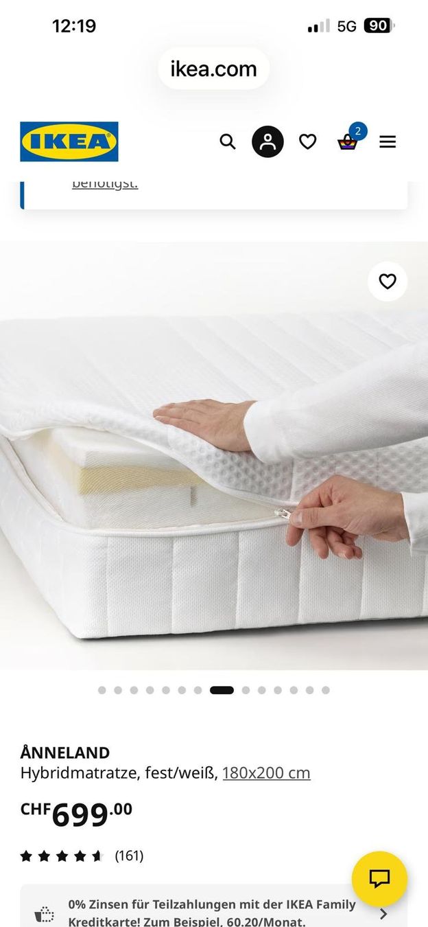 Ikea Letti: Boxspringbett 180x200 - Neuwertig – Usato da Rifferswil venduto da Calipso 9