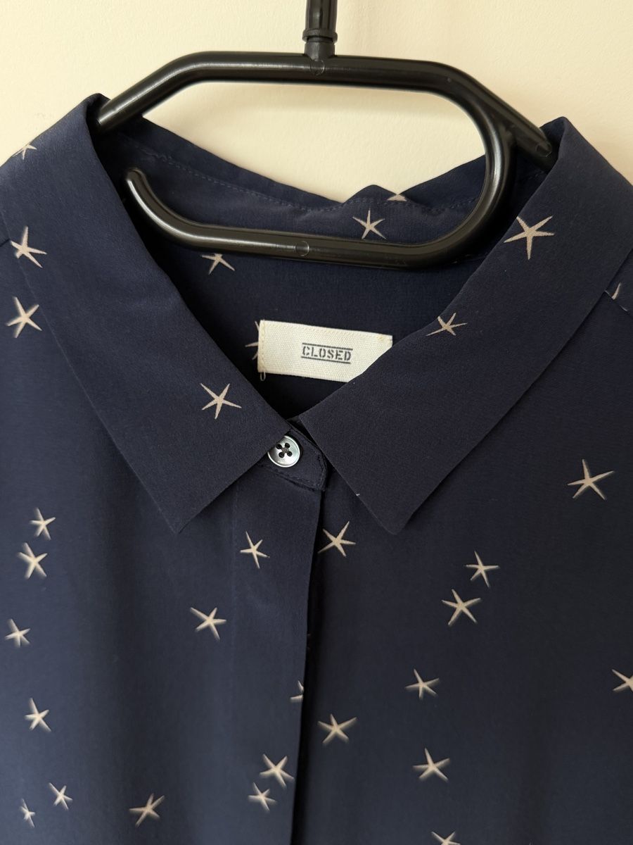 Closed Camicette: Closed Silk Blouse Navy Stars – Usato da Thalwil venduto da kirakirashop 2