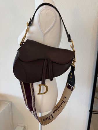 Christian Dior Saddle Bag Bordeaux Grained Leather