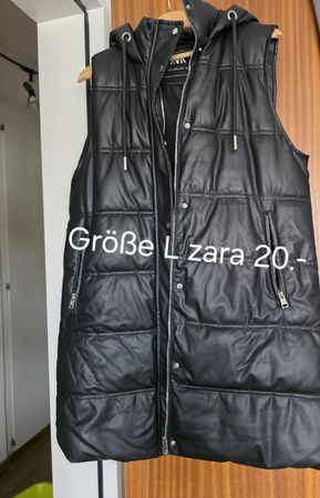 Weste Schwarz Grösse L Zara Steppweste mit Kapuze