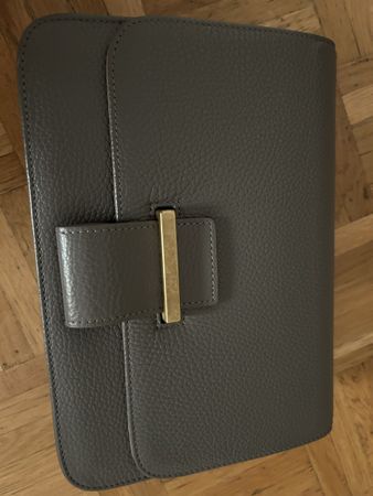 Ledertasche grau Damen Schultertasche guter Zustand