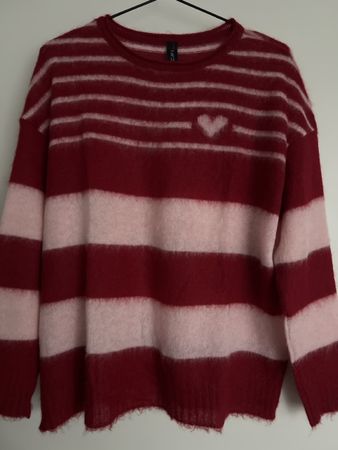 Pullover Marc Cain gestreift mit Herz rot rosa Grösse N4