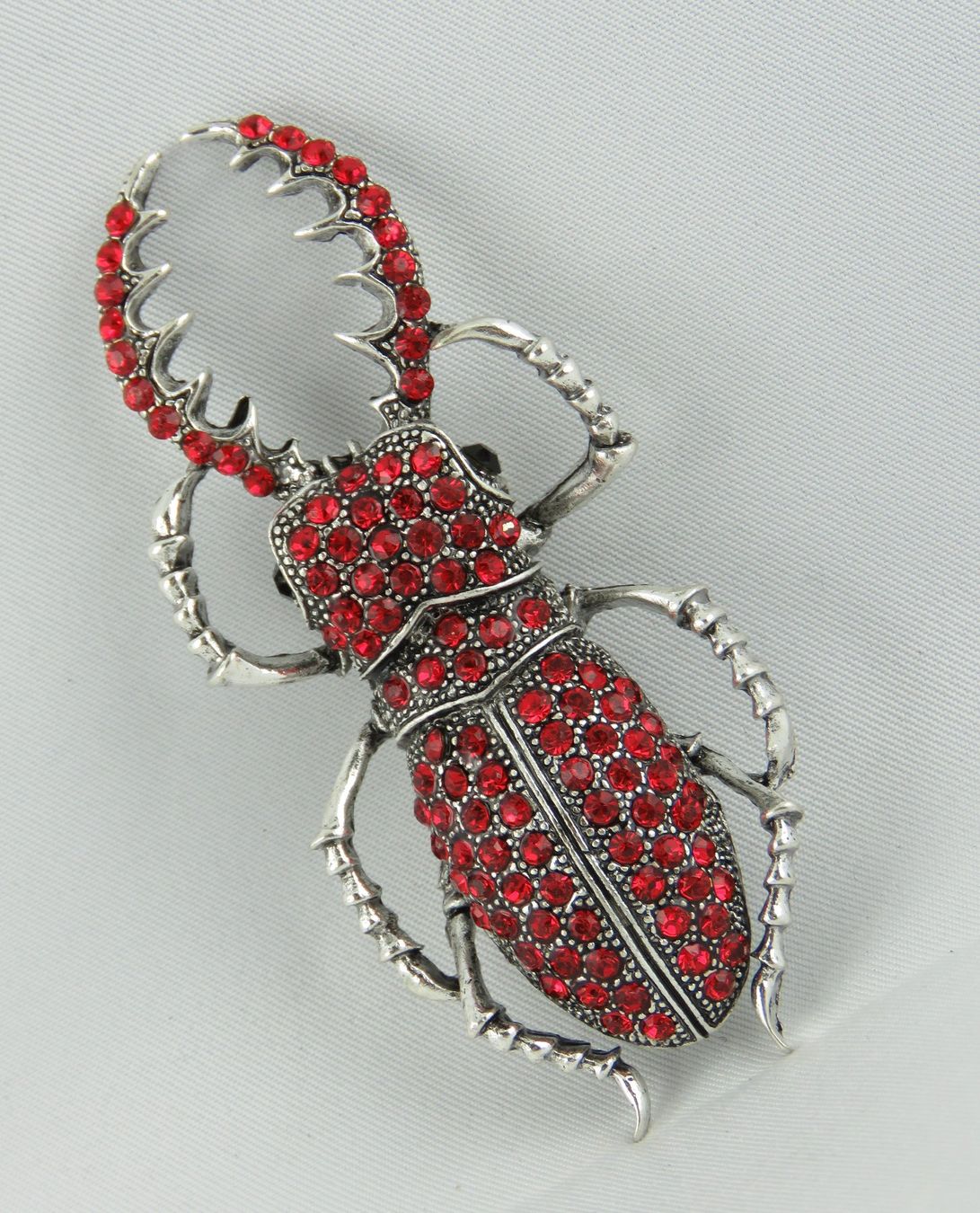 Broches & Aiguilles: Brosche - KÄFER - Rot Strass Silberfarben - 8x3,5cm – Neuf avec emballage d'origine à Grenchen par Yamahwildstar16 2