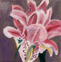 Gemälde Blume rosa Lilie Acrylbild Leinwand 20x20cm