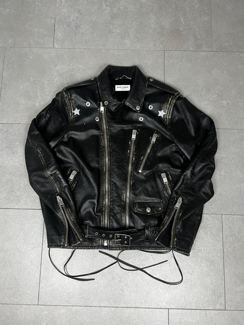 Saint Laurent Jacken: Saint Laurent Leather Stars Jacket – Gebraucht aus Biel/Bienne von sami0788480082