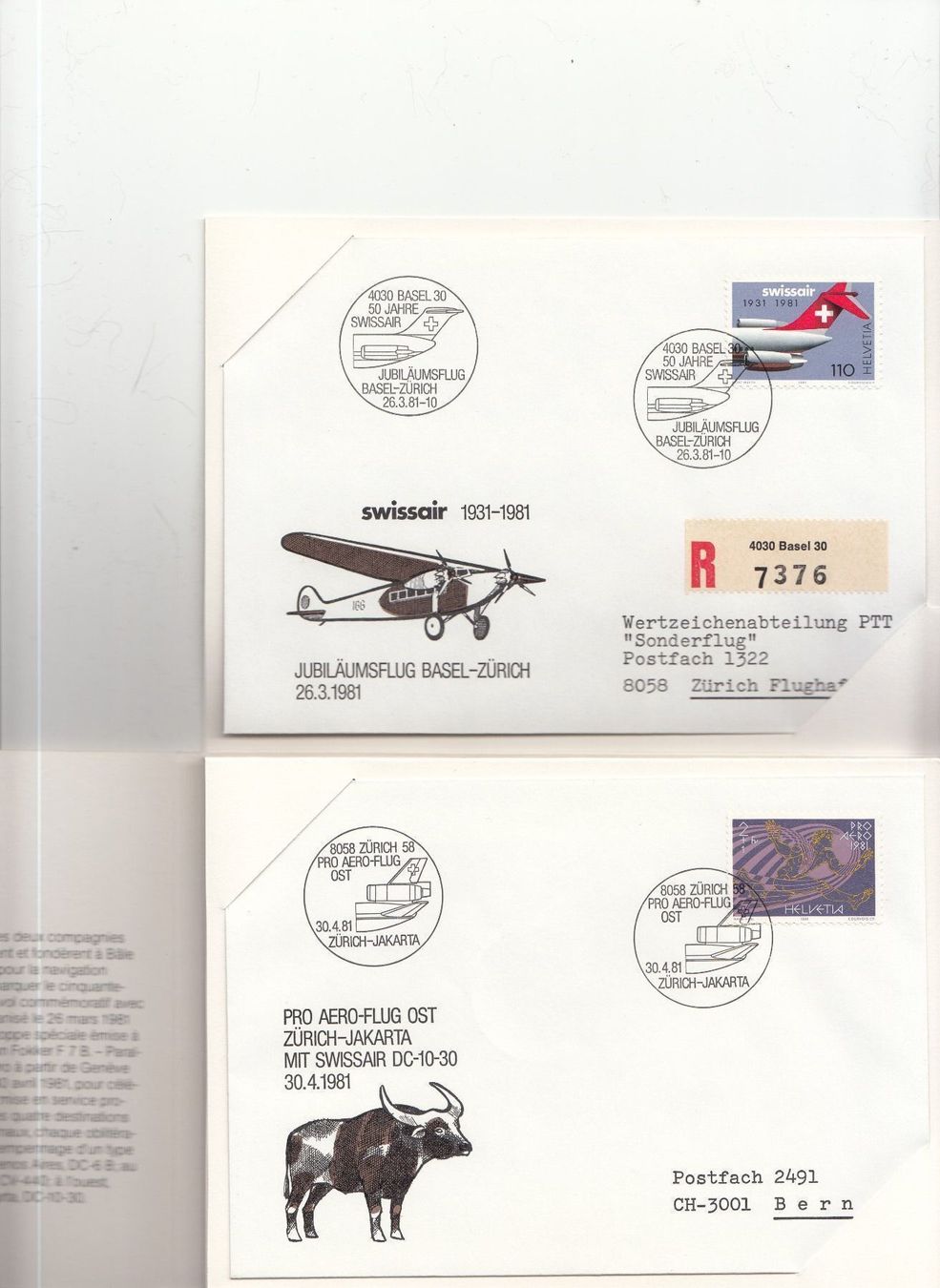 Alle Briefmarken: SBK F48 Flug-Souvenir 1981 – Gebraucht aus Bürglen TG von StampGraf 1