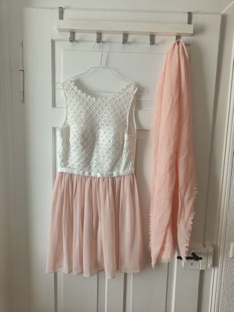 Cocktailkleid in rosa-weiss L (38)