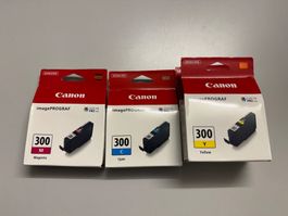 3 Canon Tintenpatronen 300 Magenta Cyan Gelb neu original