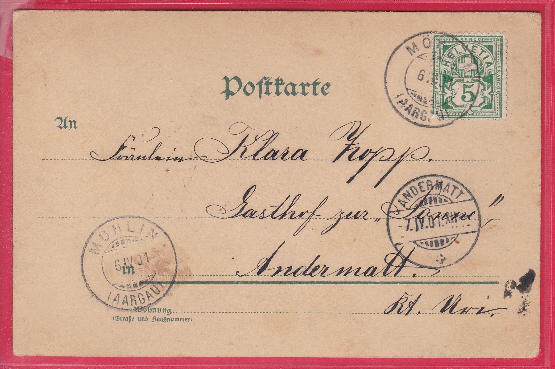 Ansichtskarten: FRÖHLICHE OSTERN, 6.4.1901 – Gebraucht aus Oberrieden von Gebirgsstelze 1