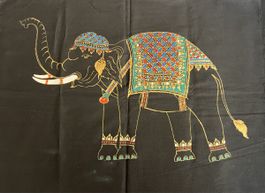 Tenture murale éléphant peint main Thaïlande, 80s