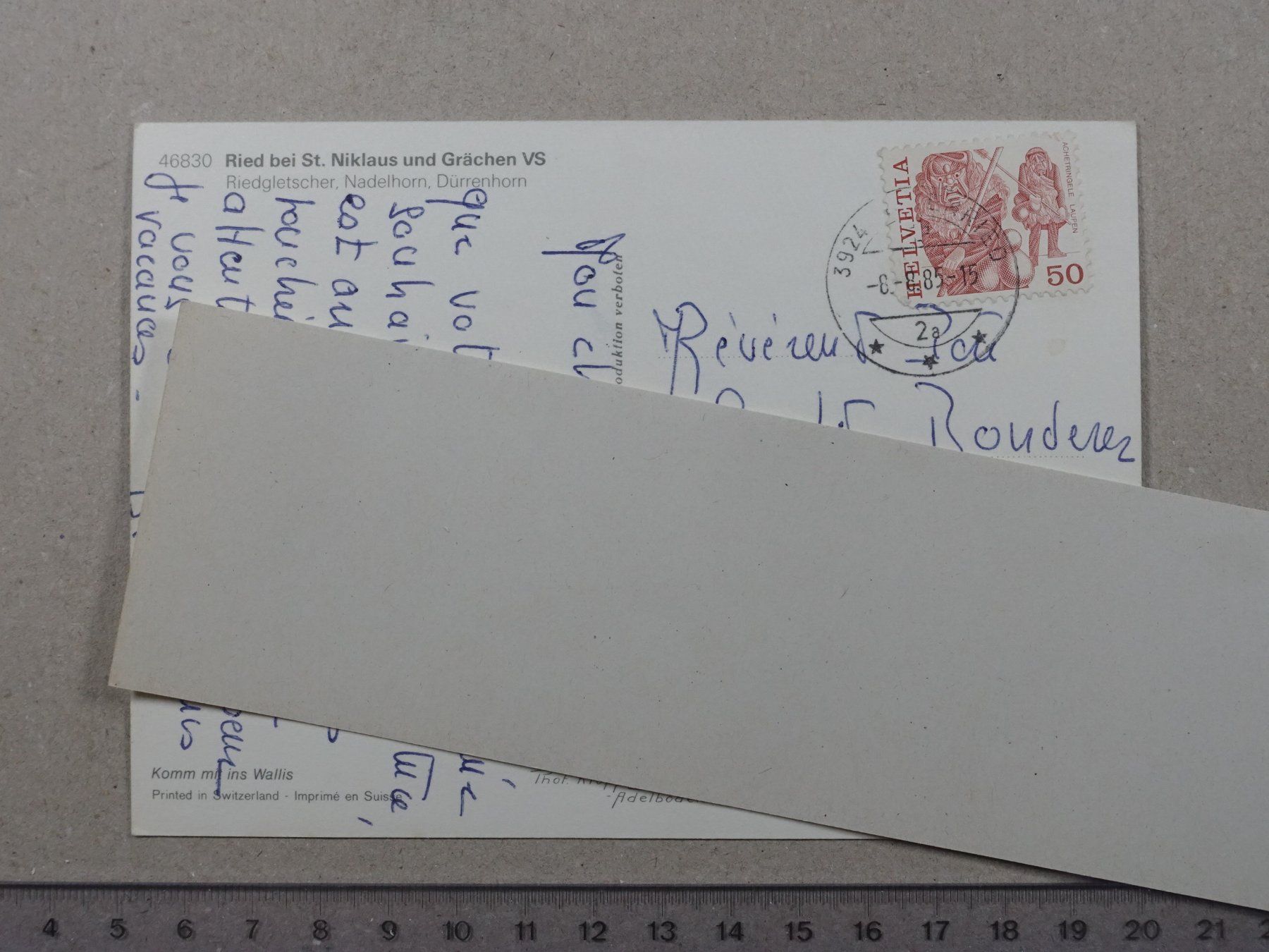 Cartoline postali: Ried bei St. Niklaus und Grächen, 1985, Autos – Usato da Lenzburg venduto da fh1 1