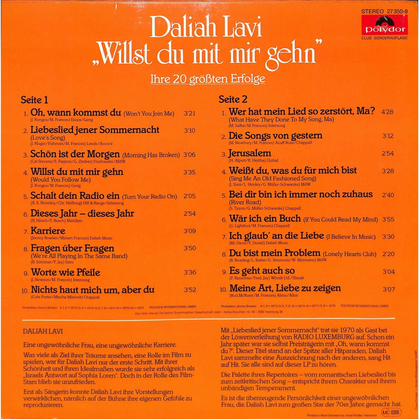 Dischi in vinile: LP Daliah Lavi - Willst du mit mir gehn – Usato da Trimmis venduto da Beax72 1