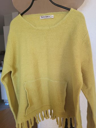 Dahme Pullower,Tera Bera Wollpullover, Gr. 2, Fransen, Tasch