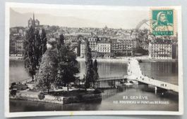 Genève, Ile Rousseau et Pont des Bergues