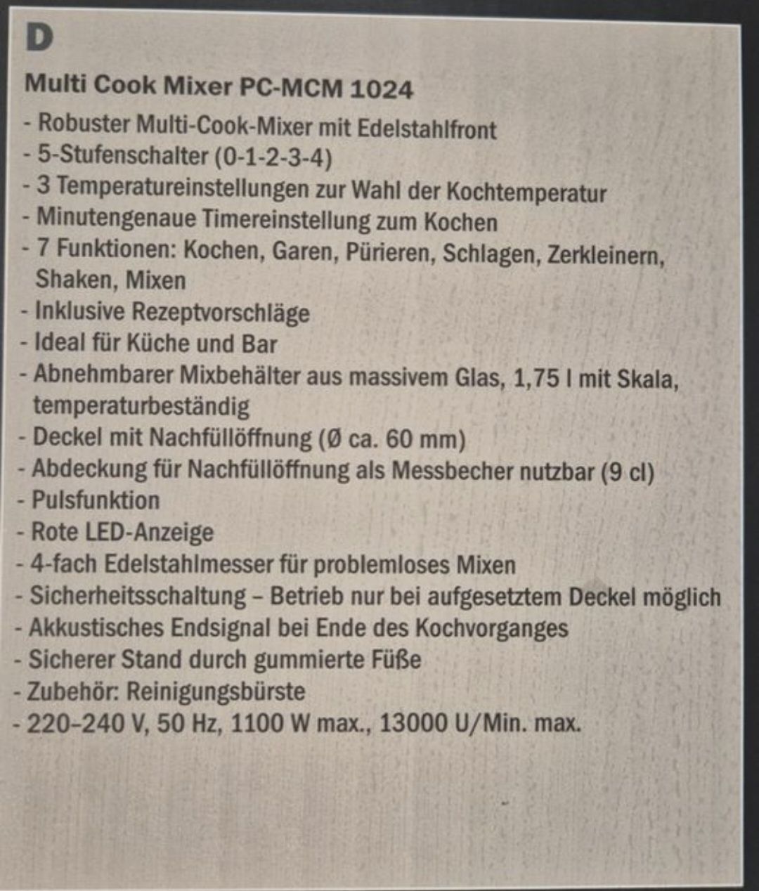 Appareils de cuisine: ProfiCook Multi Cook Mixer PC-MCM 1024 gebraucht – Neuf (Voir description) à Winterthur par oba_72zd 5