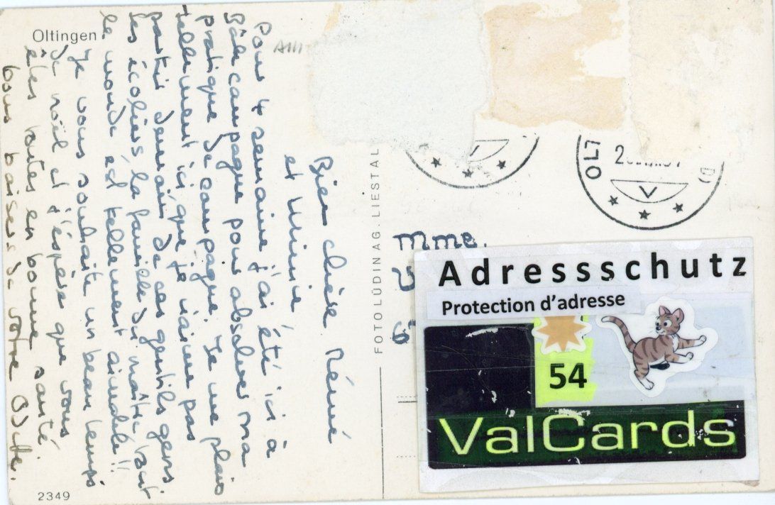 Cartoline postali: Oltingen   BL        um 1954 – Usato da Brig venduto da Valcards54 1