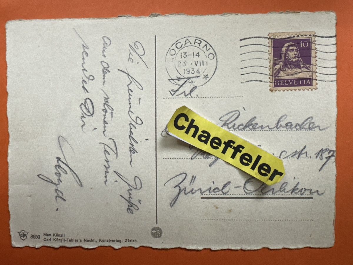 Cartoline postali: Alte Ansichtskarte Locarno 1934 mit Stempel – Usato da Zürich venduto da Chaeffeler 1