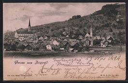 AK Aegeri, Ortspanorama mit Kirche, 1899