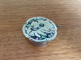 Vintage Alpaka Pillendose / Schmuckdose Mexiko – Abalone Per