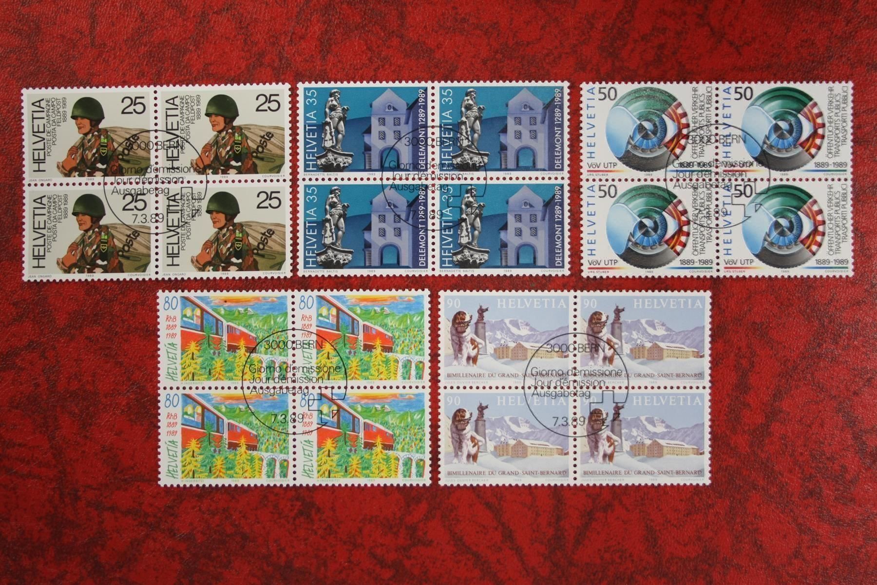 Alle Briefmarken: 1989: 770-774 4er-Block ET. – Gebraucht aus Deitingen von Lglobi
