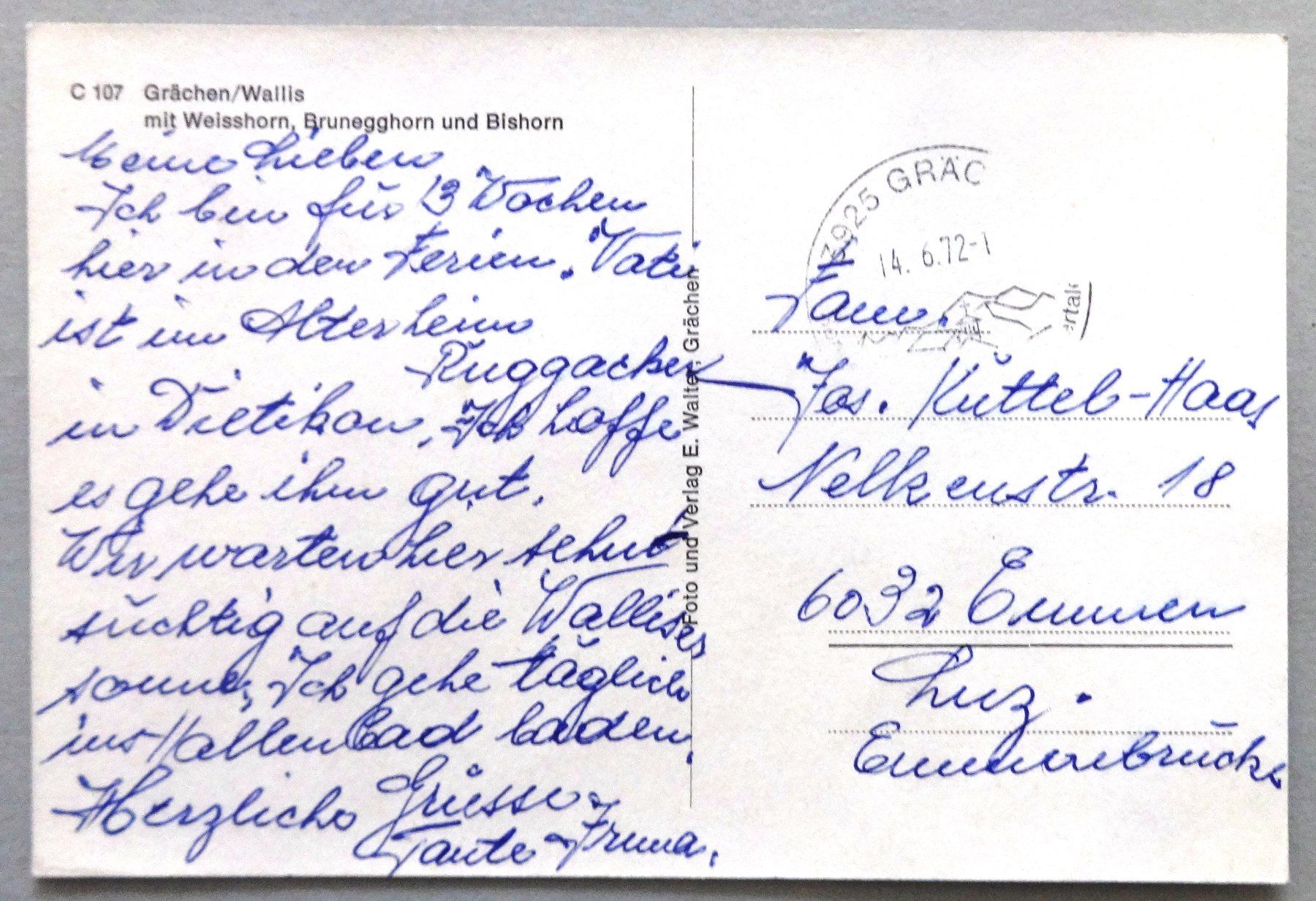Cartoline postali: Grächen, Wallis – Difettoso da Fétigny venduto da Billy2miny 1