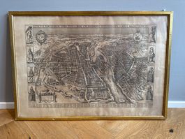 Alte Stadtkarte Paris, Lutetia Parisiorum, gerahmt