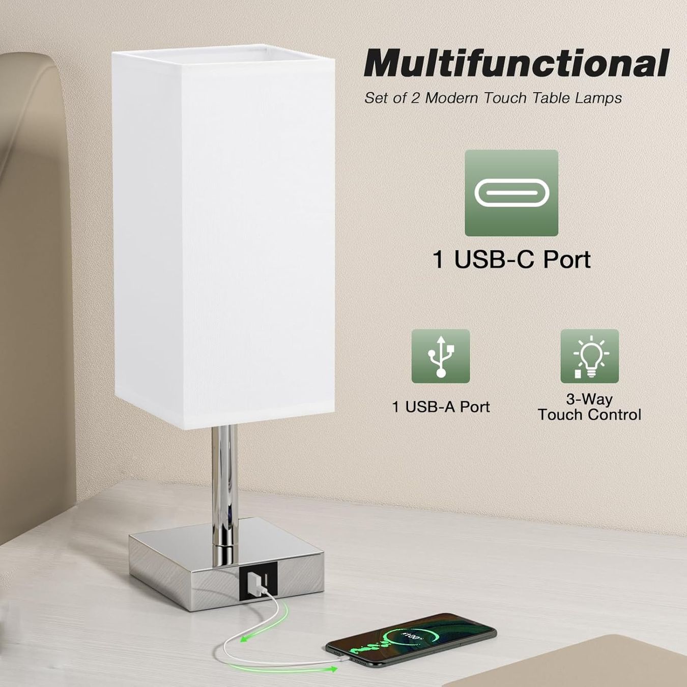 Lampade: Nachttischlampe Touch Dimmbar 2er Set – Nuovo e nell'imballaggio originale da Nuglar venduto da SaleRitter 2