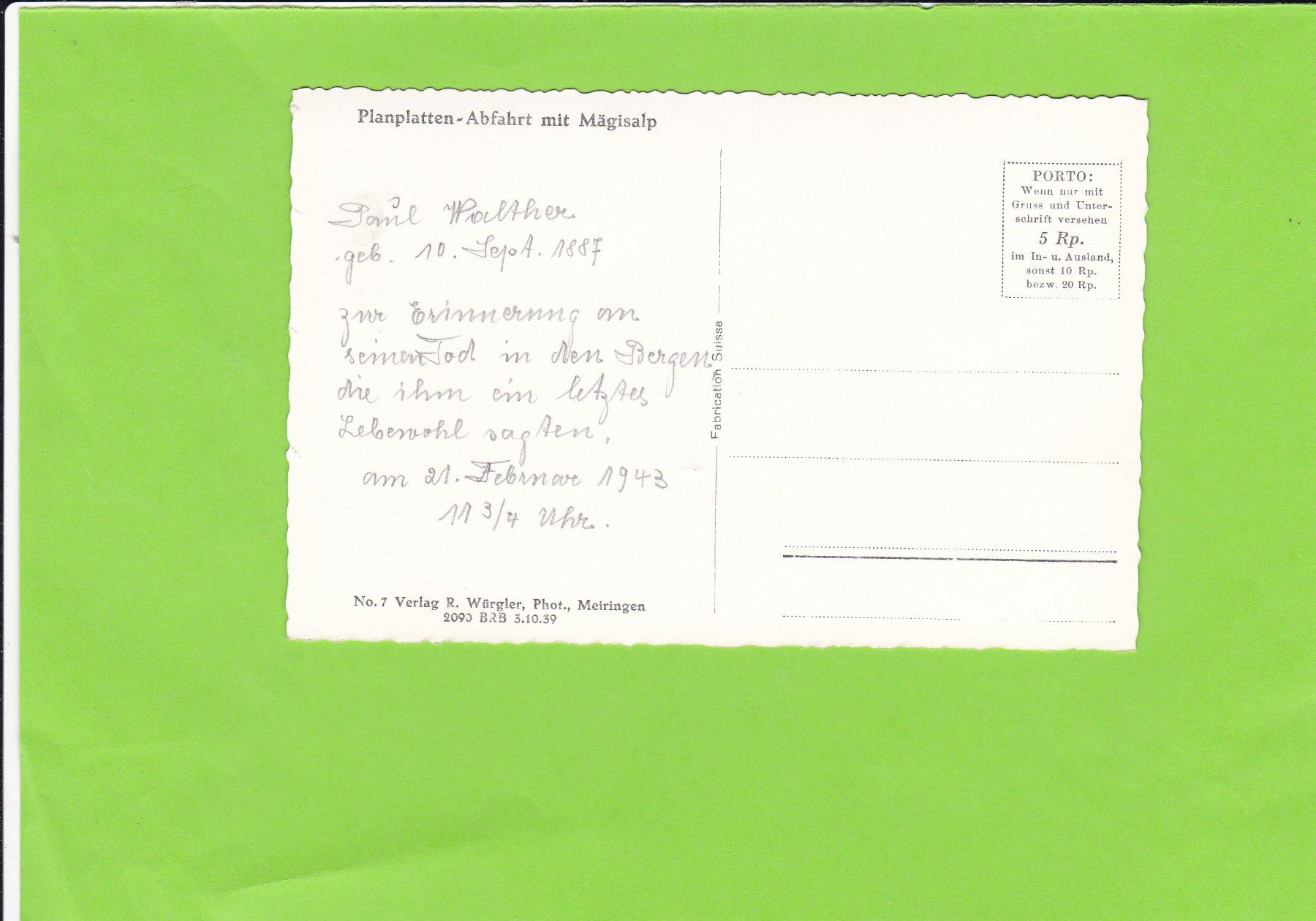 Cartoline postali: Planplatten-Abfahrt mit Mägisalp – Usato da St. Peterzell venduto da neckertal 1