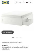 IKEA BRIMNES Bettgestell mit Schubladen, weiss, 140x200 cm