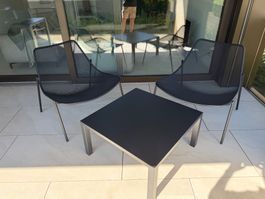 Gartenmöbel Set Emu schwarz 2 Stühle 1 Tisch gebraucht