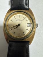 Montre ROAMER, quartz, femme, plaqué or, bracelet cuir, fonc
