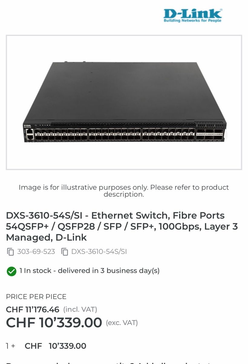 Schalter: Layer 3 Stackable 100G / 10G Managed Switches – Gebraucht aus Gams von Esxi 6