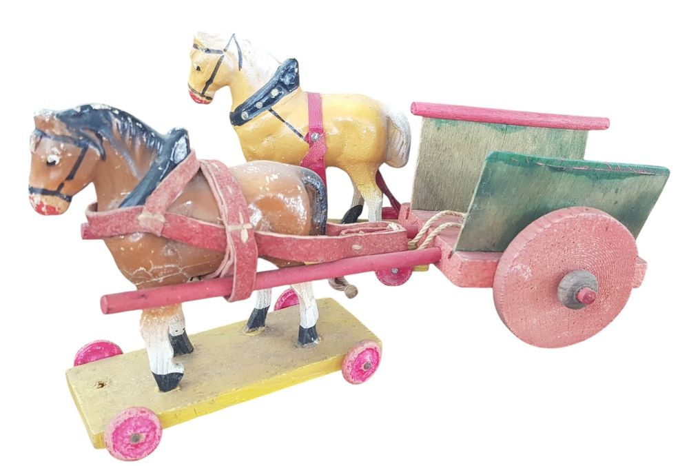 Jouets: Holzpferde Gespann 2 Stück – D'occasion à Mörschwil par antiksalon