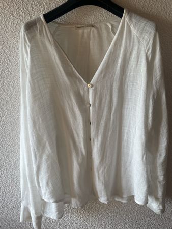 Weisse Leinenbluse von Pull&Bear – Gr. S / Shirt 