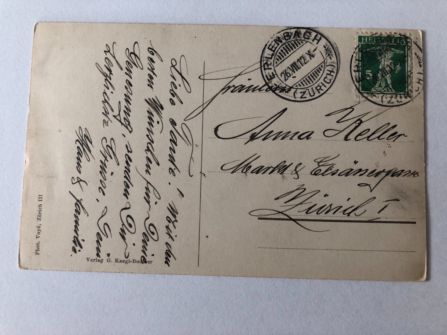 Cartoline postali: Erlenbach 1912 – Usato da Pfäffikon ZH venduto da Waltoversand 1