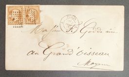 FRANCE 1862: Enveloppe Paris–Oisseau (Mayenne), 10 c paire