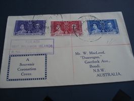 British Solomon Islands, R-FDC 1937, Satz Krönung, gelaufen