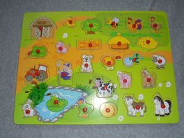 Holzpuzzle Bauernhof Tiere Steckpuzzle 26 teilig