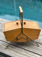Vintage Nähkorb Holz 50er Jahre Retro Klappbar Mid Century