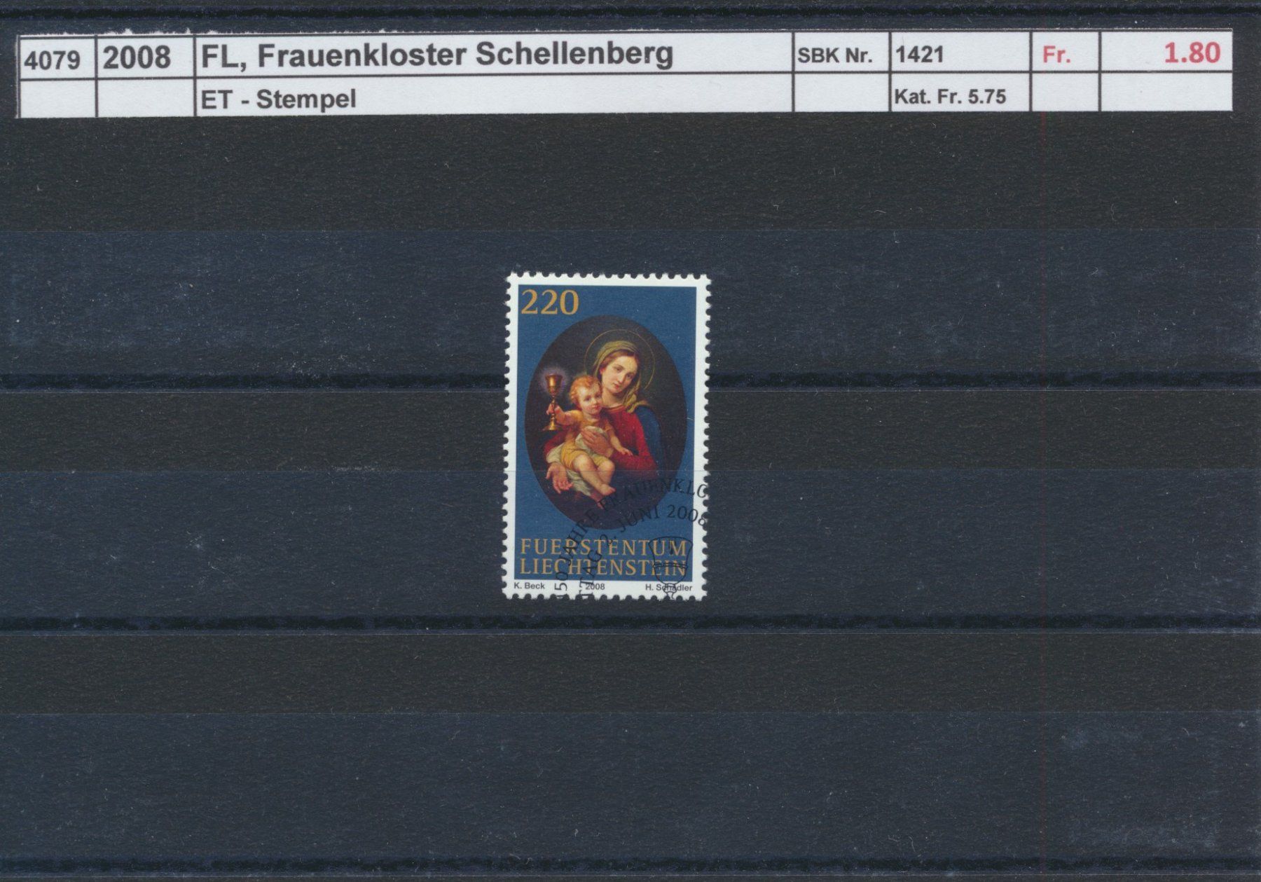 Alle Briefmarken: 2008 FL, "Frauenkloster Schellenberg", ET - Stempel – Gebraucht aus Winterthur von Zupogeru