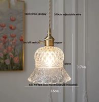 Lampe suspendue LED Vintage  en pierre de verre